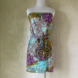 Strapless Multicolor Printed Summer Coverup